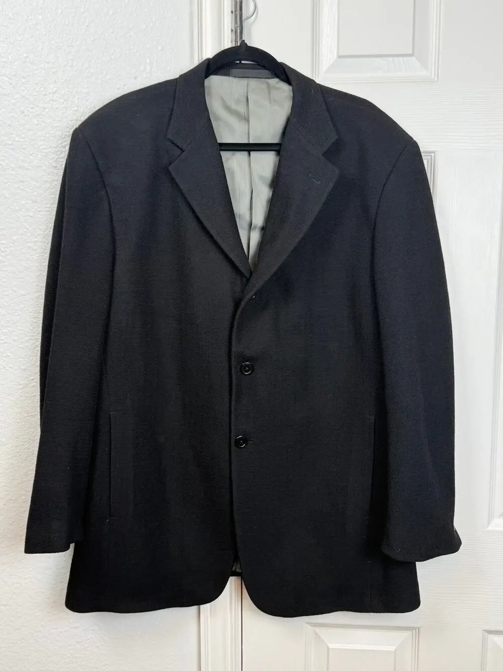 Vintage Gianni Wool Blazer Mens 44R Black Made USA Minimalist Classic